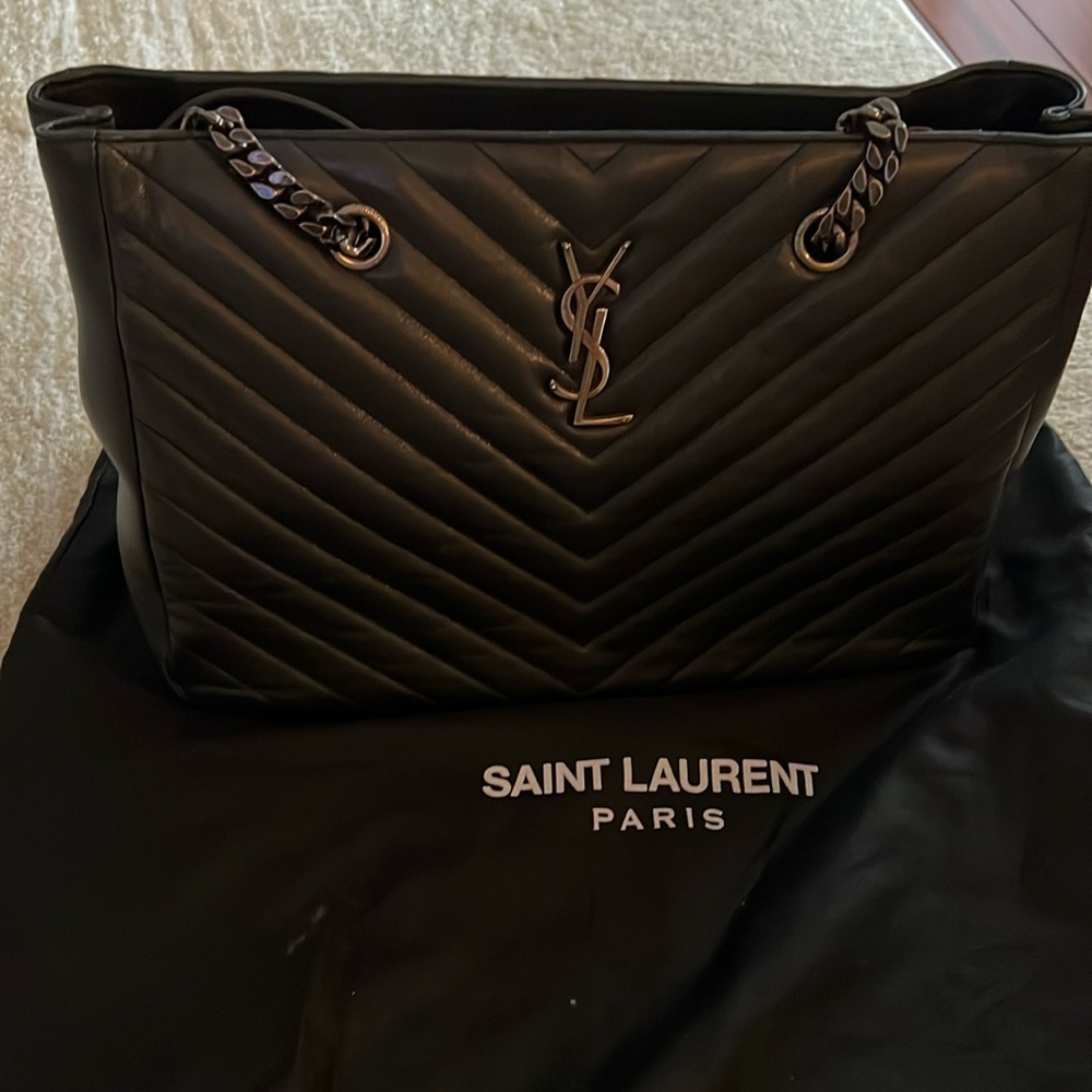 Saint Laurent Chevron Shopper Tote